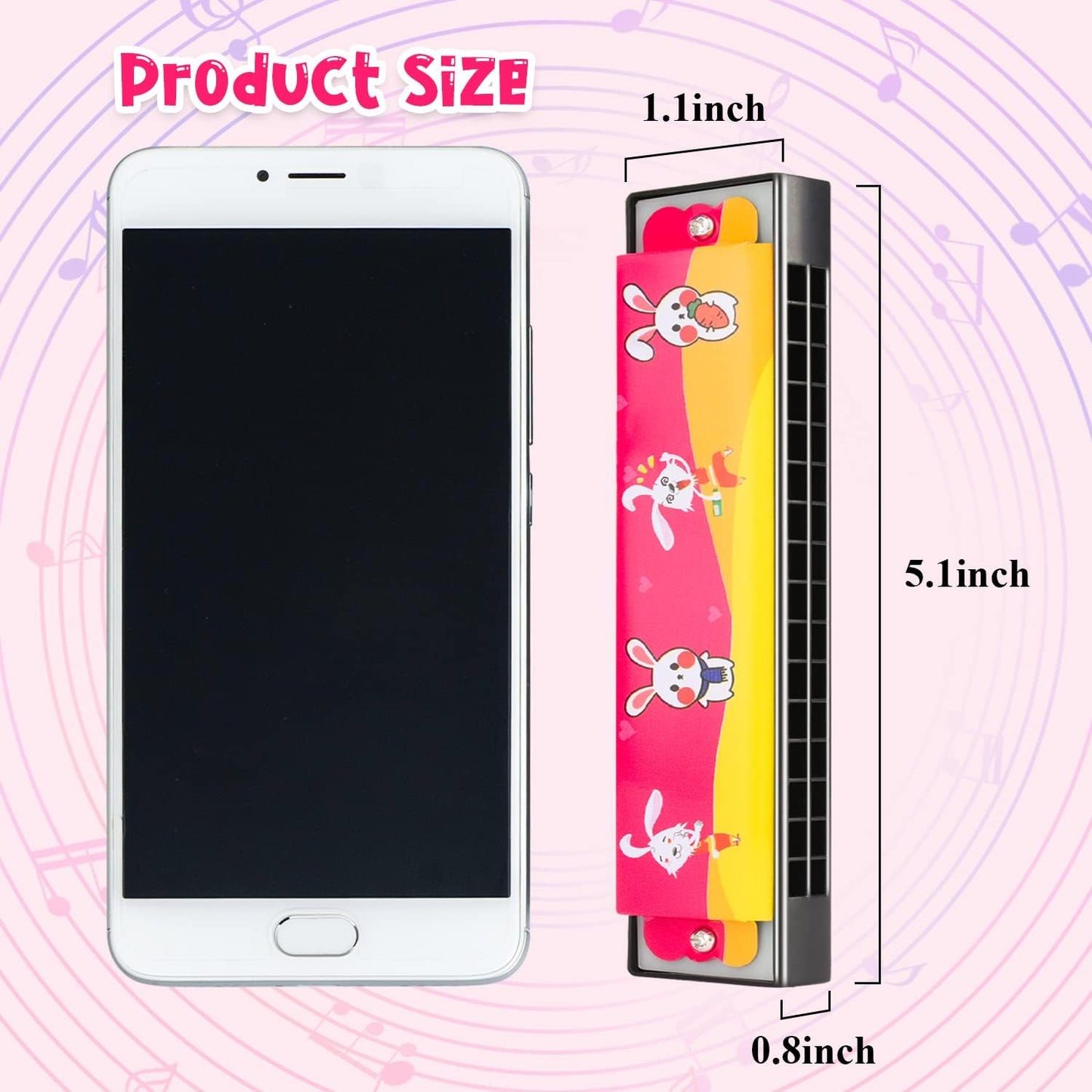 48 Pcs Harmonica for Kids, Lightweight Cartoon Harmonica with Double Row of 16 Holes, Harmonica for Toddler, Kids, Adult Beginners' Musical Instrument Toy Gift