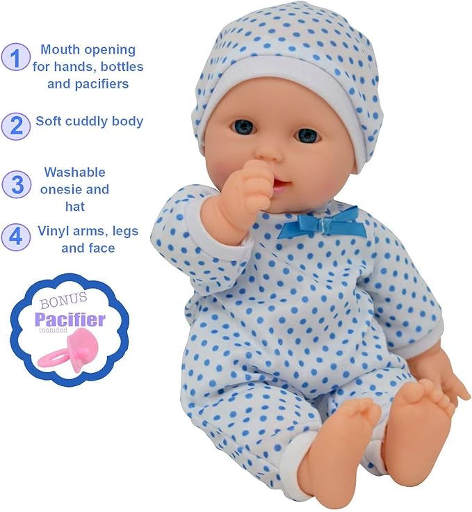 11 inch Soft Body Boy Baby Doll in Gift Box - Doll Pacifier Included -Toy Dolls for Boys and Toddlers