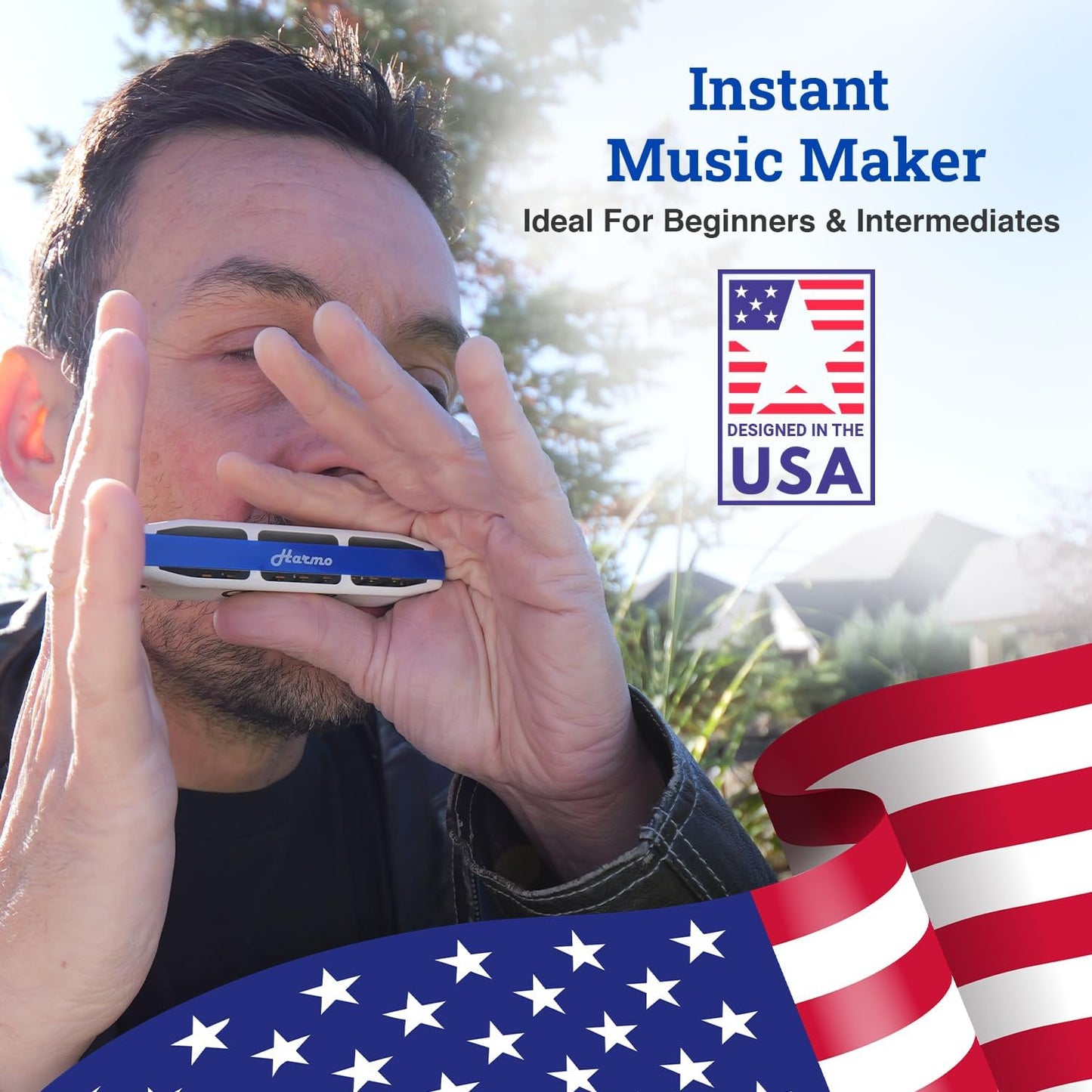 Harmo Polar Diatonic Harmonica Key of D, Paddy Richter Tuning - Specialized for Irish, Bluegrass, Celtic, and Folk Music, Mouth Organ With Case, Harmonica for Kids, Adults, Beginners & Professionals