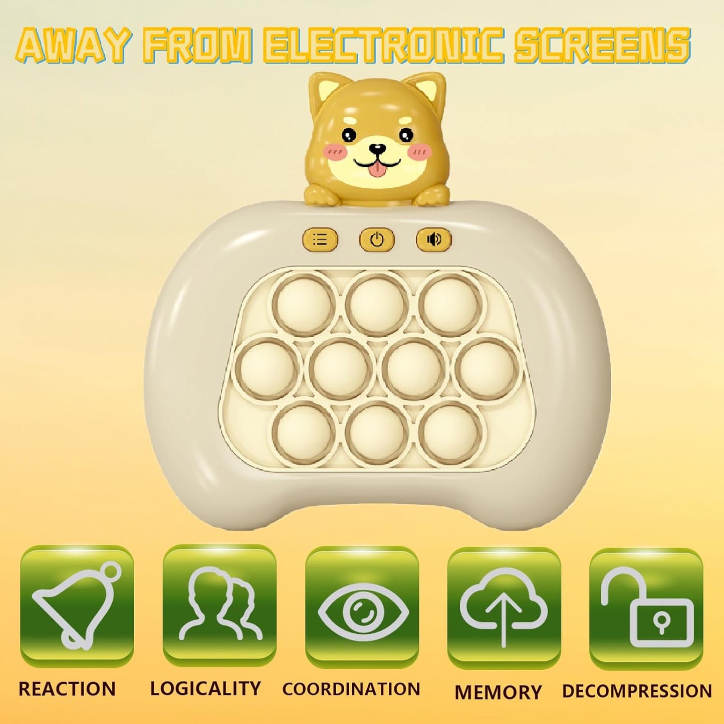 Creative Stress Relief Toys, Decompression Breakthrough Puzzle Pop Button Gopher Game Machine, Novelty Fidget Toys Party Favor Gifts for Kids Adults, Toy for 3+ Year Old (Yellow Puppy)