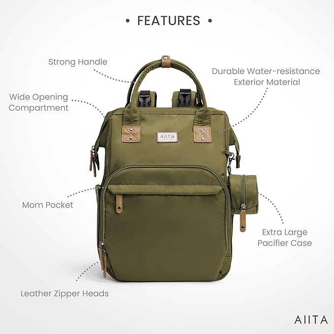 Diaper Bag Backpack, Multifunction Diaper Bag with Changing Pad, Baby Diaper Bags for Boys Girls, Stylish Large Capacity Travel Backpack for Moms Dads, Baby Shower Gifts,Unisex – Olive Green