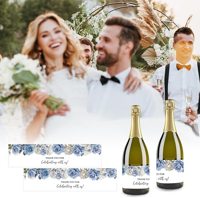 100PCS Wedding Water Bottle Labels Waterproof Greenery Floral Wraps Sticker for Water Bottle Baby Shower Bottle Label for Bridal Shower Party Thanks A13