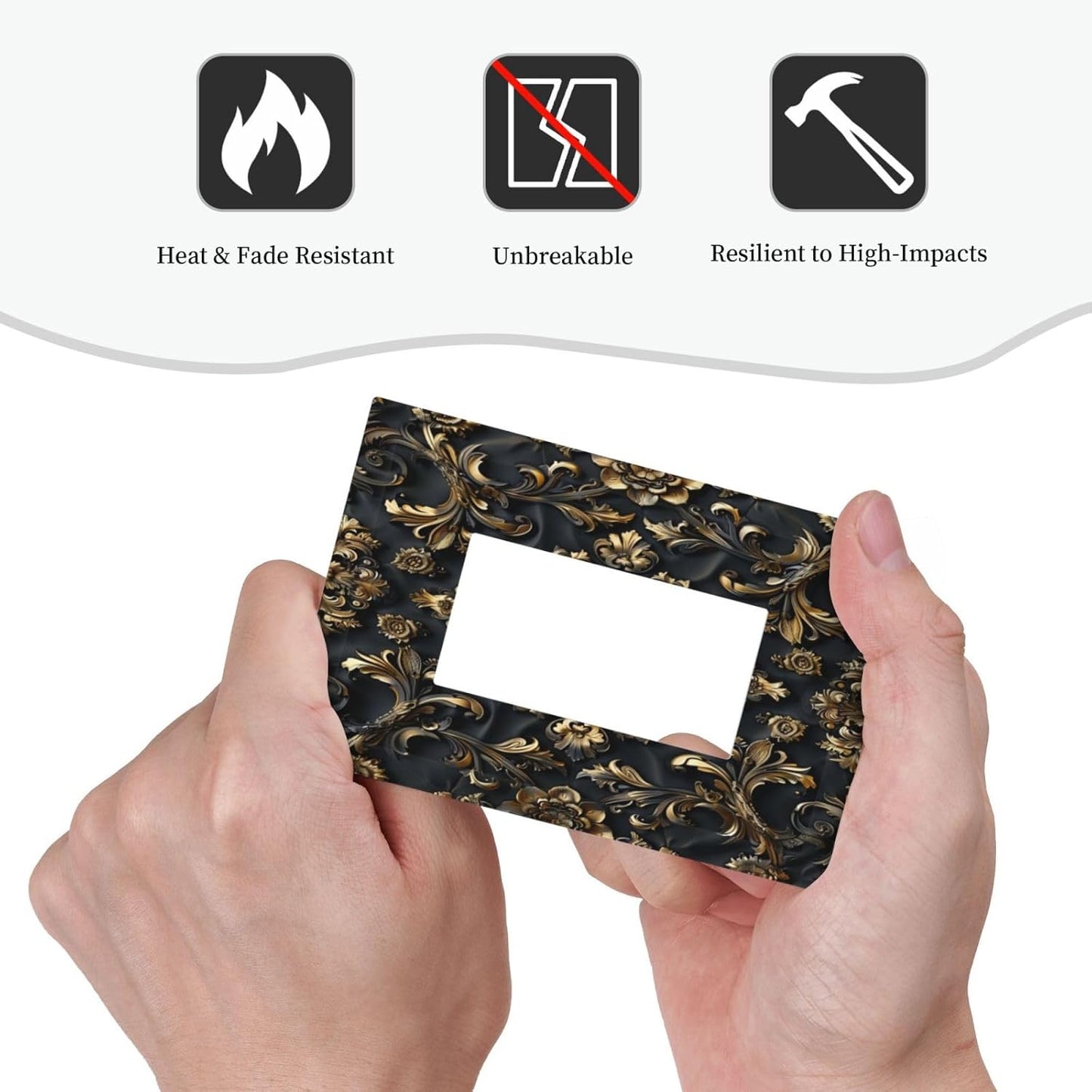 Decorative Outlet Covers Rococo Vintage Black Golden Leaf Morris Vine 1 Gang Single Decora GFCI Device Light Switch Covers Plate 1 Rocker Wall Plate Jumbo Faceplate for Bedroom Decor