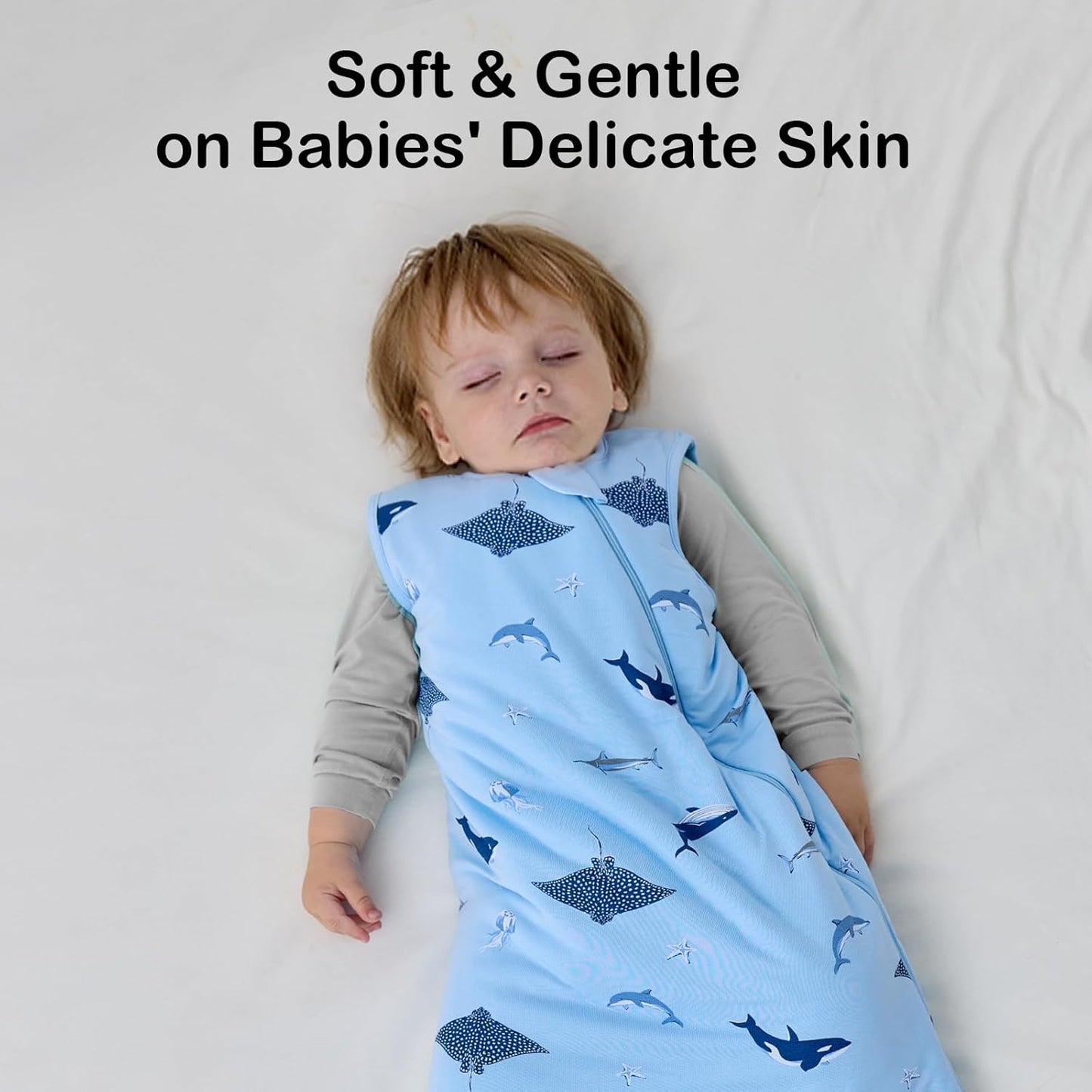 BubblePanda Rayon Made from Bamboo Sleep Sack 12-18 Months 0.5 Tog Soft Lightweight Toddler Sleep Sack 1t for Babies 2-Way Zipper Wearable Blanket Baby 12 Months