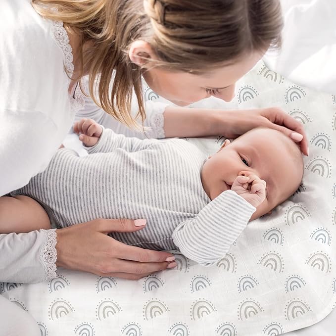 Muslin Baby Burp Cloths, Large 27 x 27 Inches Burping Cloths for Newborn Girls Boys, 6 Pack Baby Burp Rags Towel and Washcloths for Infant (Graceful Colors)