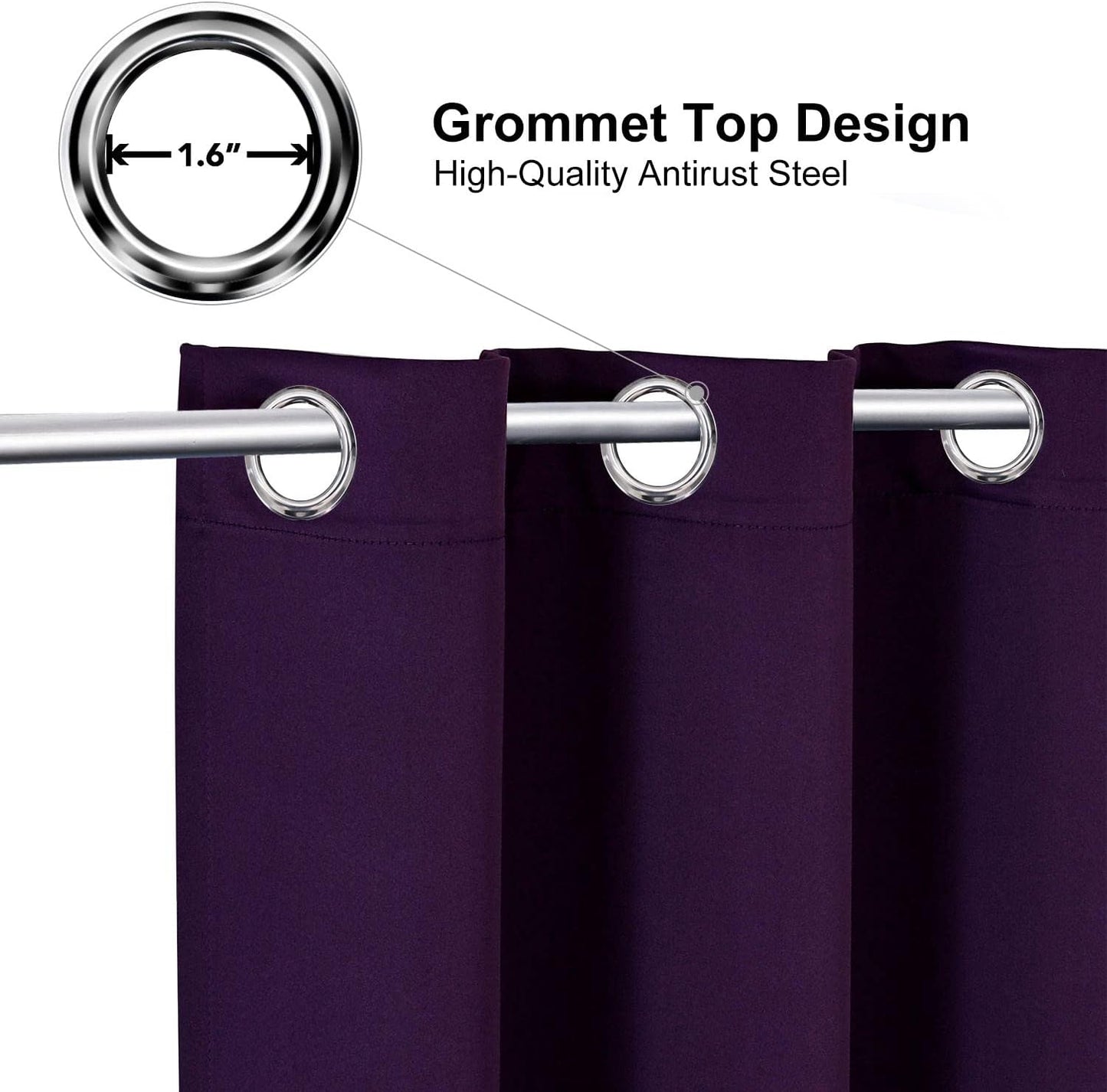 ChrisDowa Grommet Blackout Curtains for Bedroom and Living Room - 2 Panels Set Thermal Insulated Room Darkening Curtains (Royal Purple, 42W x 84L)
