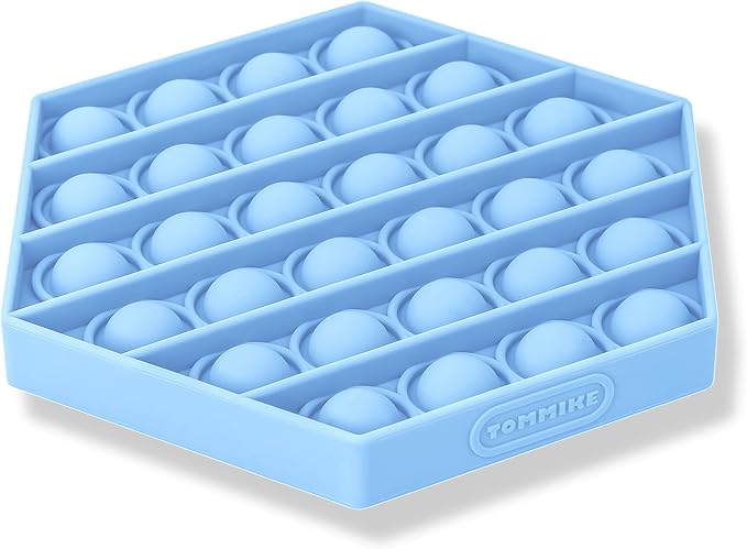 TOMMIKE Hexagon Push Pop Fidget Toy Bubble Sensory for Anxiety & Stress Relief Special Needs Autism Learning Office School Game Crafts Kids Adults (Cerulean)