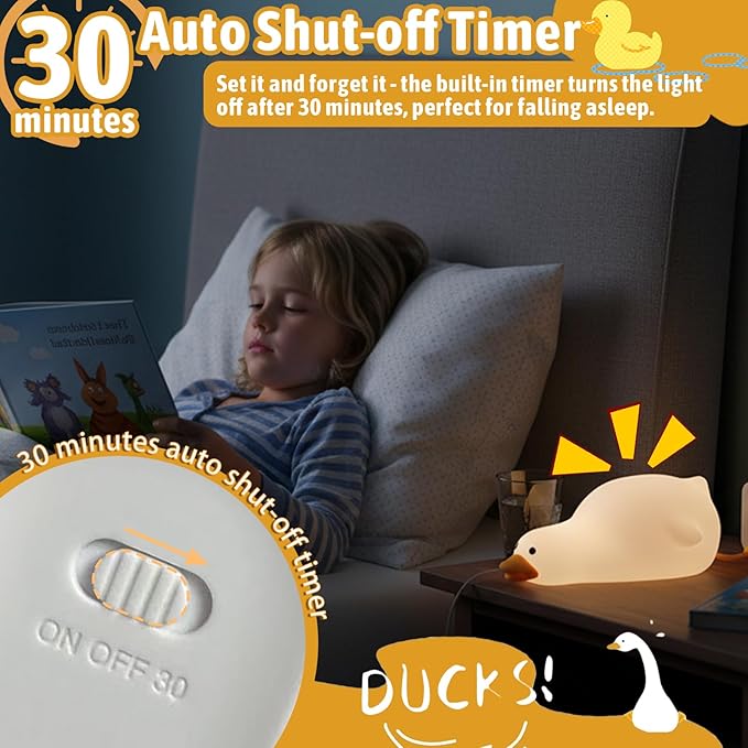 LED Duckling Night Light, Cute Duckling Three-Level Dimmable Night Light, Rechargeable Bedside Touch Lamp, Suitable for Boys and Girls Room Decoration
