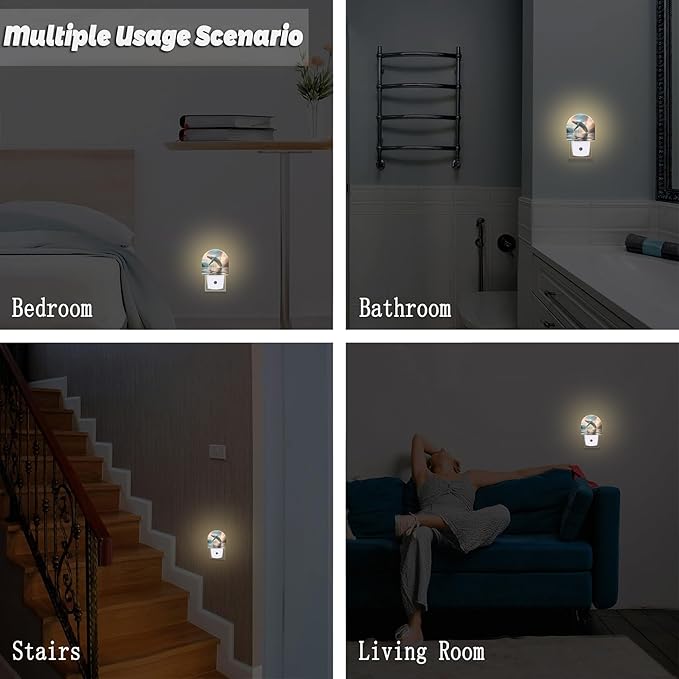 Jumping Whale Night Light for Kids, Ocean Marine Life Rainbow Night Light Plug in with Dusk to Dawn Sensor, 0.5w Energy Saving Sleep Friendly Nightlight for Hallway Stairway Kitchen Bedroom