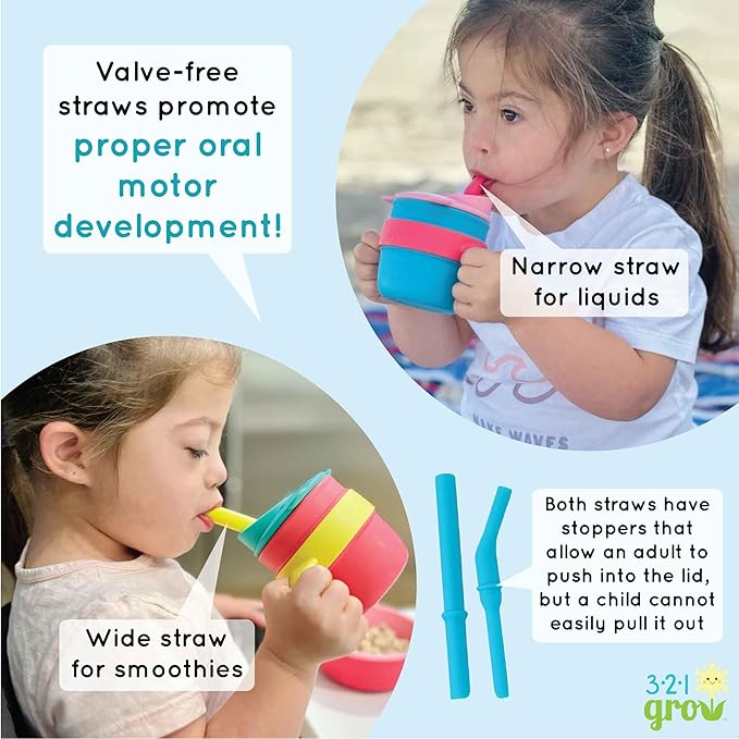 Easy Learn Drink and Snack Set – Baby + Toddler Silicone Learning Cup & Snack Set, Training Cup for Straw and Open Cup Independence – Dishwasher Safe (Grape)