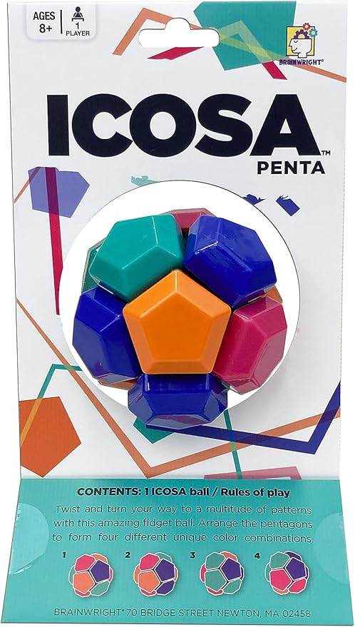 Brainwright - Icosa Penta - The Atomic Fidget Ball - Twist, Turn, Fidget! - Fidget Toy for Kids and Adults - Ages 8 and Up