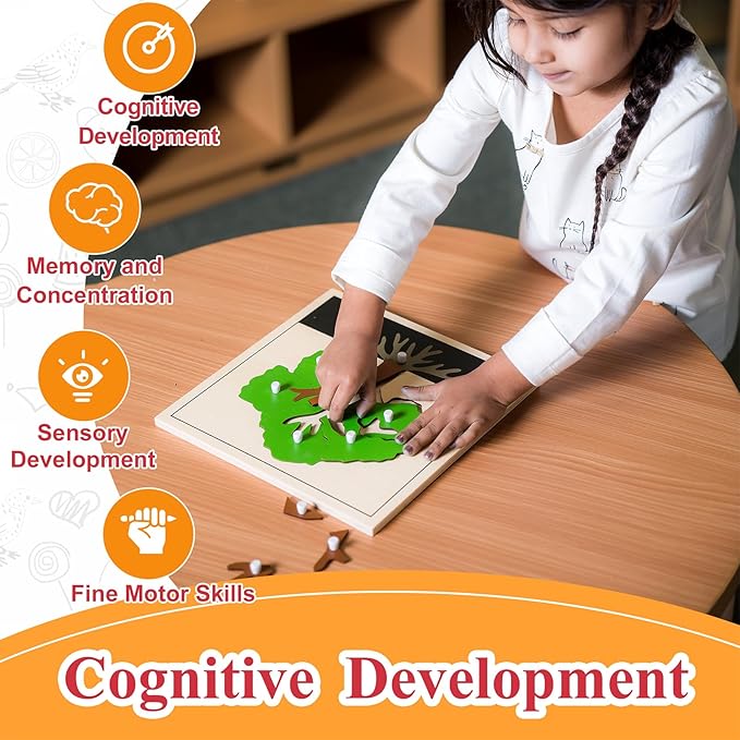 MONTESSORI OUTLET Nature Materials Tree Puzzle Early Preschool Learning Toys for 3-12 Year Old Kids and Toddler