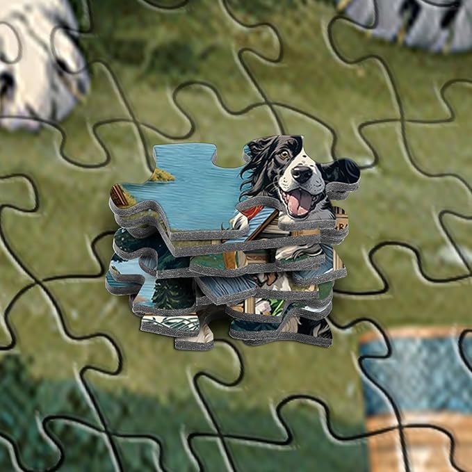 Jigsaw Puzzles for Adults 1000 Pieces, Rocorose Dogs Bookshelf Nature Landscape Puzzle Difficult Animal Jigsaw Puzzles for Family Challenging for Game Night Puzzle Book Home Decoration