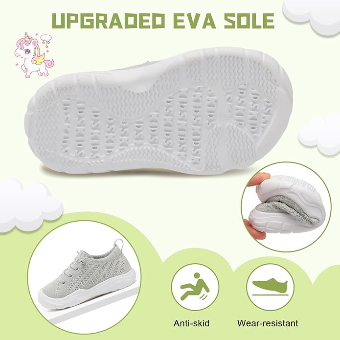 JIASUQI Toddler Shoes for Boys Girls Slip on Sneakers Wide Toe Walking Shoes Toddler Sock Shoes