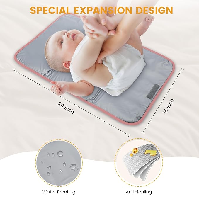 LOVEVOOK Diaper Bag Backpack,Diaper Bag Tote with Insulated Pockets,Baby Bag for Girl Boy with Changing Pad,Large Baby Diaper Bag with Pacifier Case,Anti-Theft Travel Backpack for Women,Pink-Gray