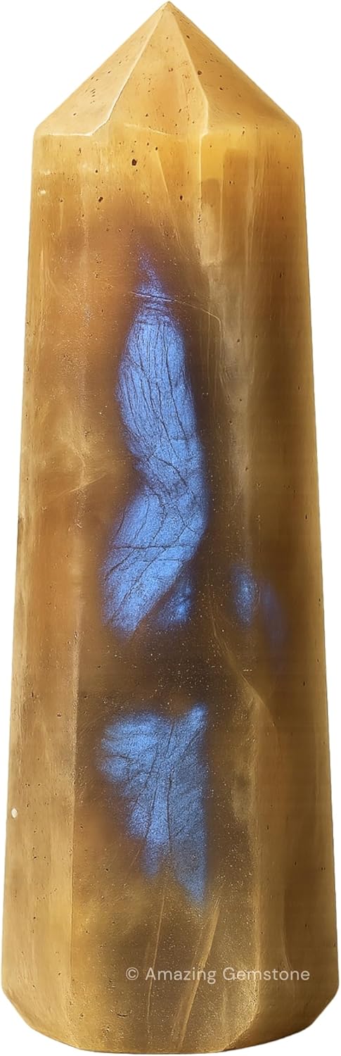 Amazing Gemstone Sun Moonstone Crystal Towers - Natural Healing Crystal Point Obelisk for Reiki Healing and Crystal Grid (2" to 3" Inch)