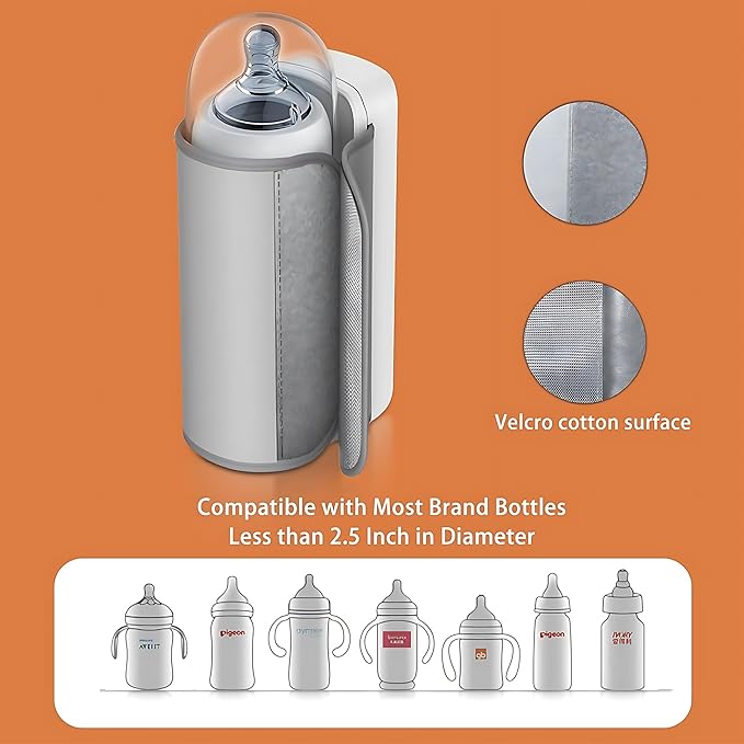 Portable Bottle Warmer for Milk, Electric Bottle Warmer for Breastmilk, 6000mAh Travel Bottle Warmer, Cordless Portable Bottle Warmer for Travel, Bottle Warmer on The Go