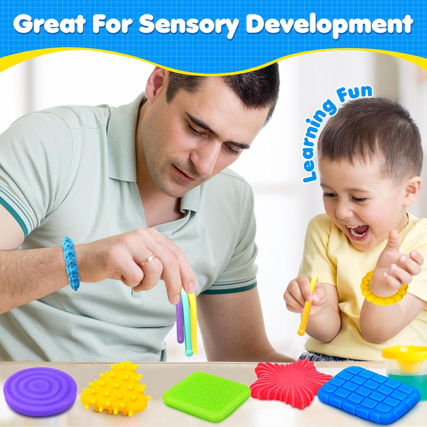 Fidget Sensory Toys for Kids Toddlers: 16 Pack Super Soft & Textured Squishy Sensory Fidget Toys for Autistic Children Special Needs | Sensory Stretchy Toys | Calm Down Toy for Toddler Girls Boys