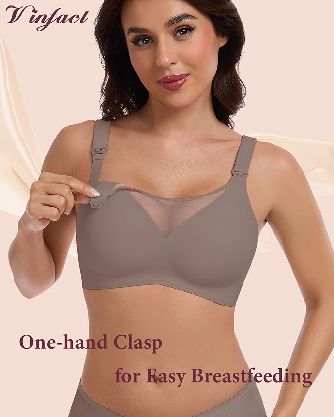 Vinfact 3 Pack Nursing Bras for Breastfeeding Comfort Maternity Bras for Pregnancy Wireless Seamless Breastfeeding Bras