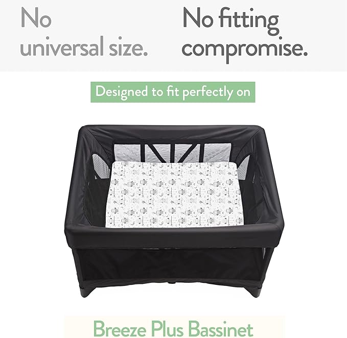 Bassinet Fitted Sheets Compatible with 4moms Breeze Plus Bassinet Model 1045 – Snuggly Soft 100% Jersey Cotton – 2 Pack – Not for Old Models