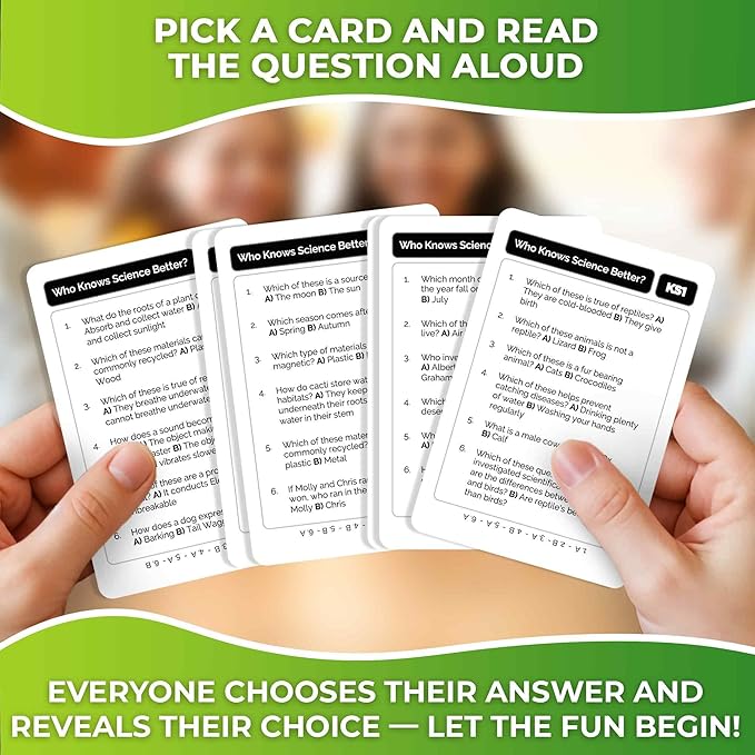 QUOKKA Who Knows Better? - Science - Family Card Trivia Game | Fun Learning & Educational Questions for Families | Suitable for Boys & Girls