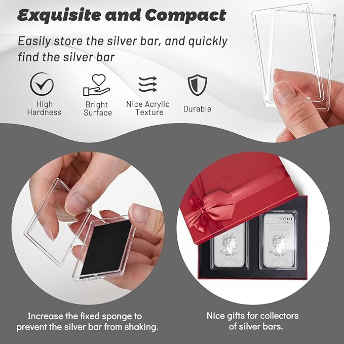 Silver Bar Case 1 Oz Silver Bar Storage Box 40 Count Clear Acrylic Storage Container Modern Style