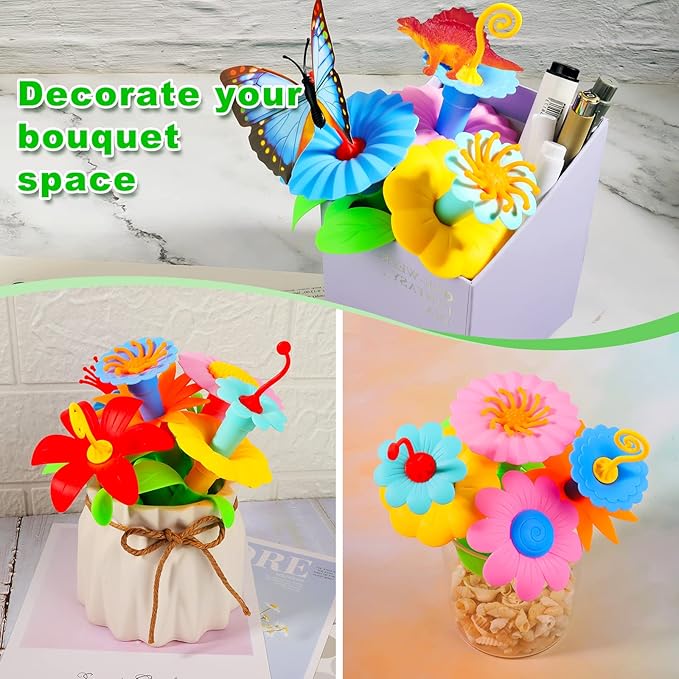 Toys Gifts for Toddlers Boys Girls Age 2 3 4 5 6,167 PCS Dinosaur Flower Garden Building Blocks,STEM Fine Motor Skill Stacking Games,Christmas First 1st Birthday Gifts for Preschool Kids 2+ Years Old