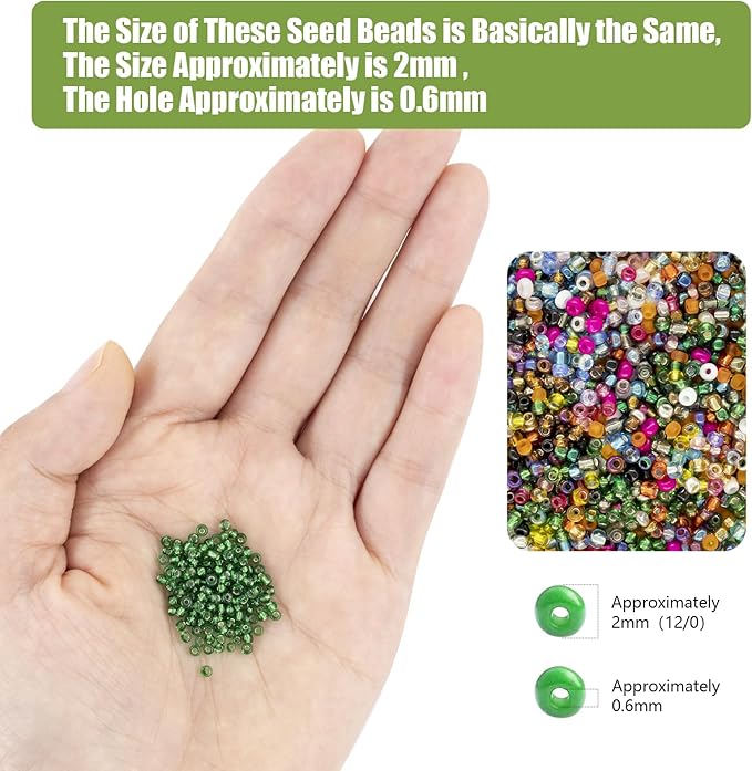 Ybxjges 24000Pcs 2mm Glass Seed Beads Kit, with 28 Colors Small Beads Kit for Girls,Women and Adults,Bracelets, Necklaces,Earring,Jewelry Making Supplies