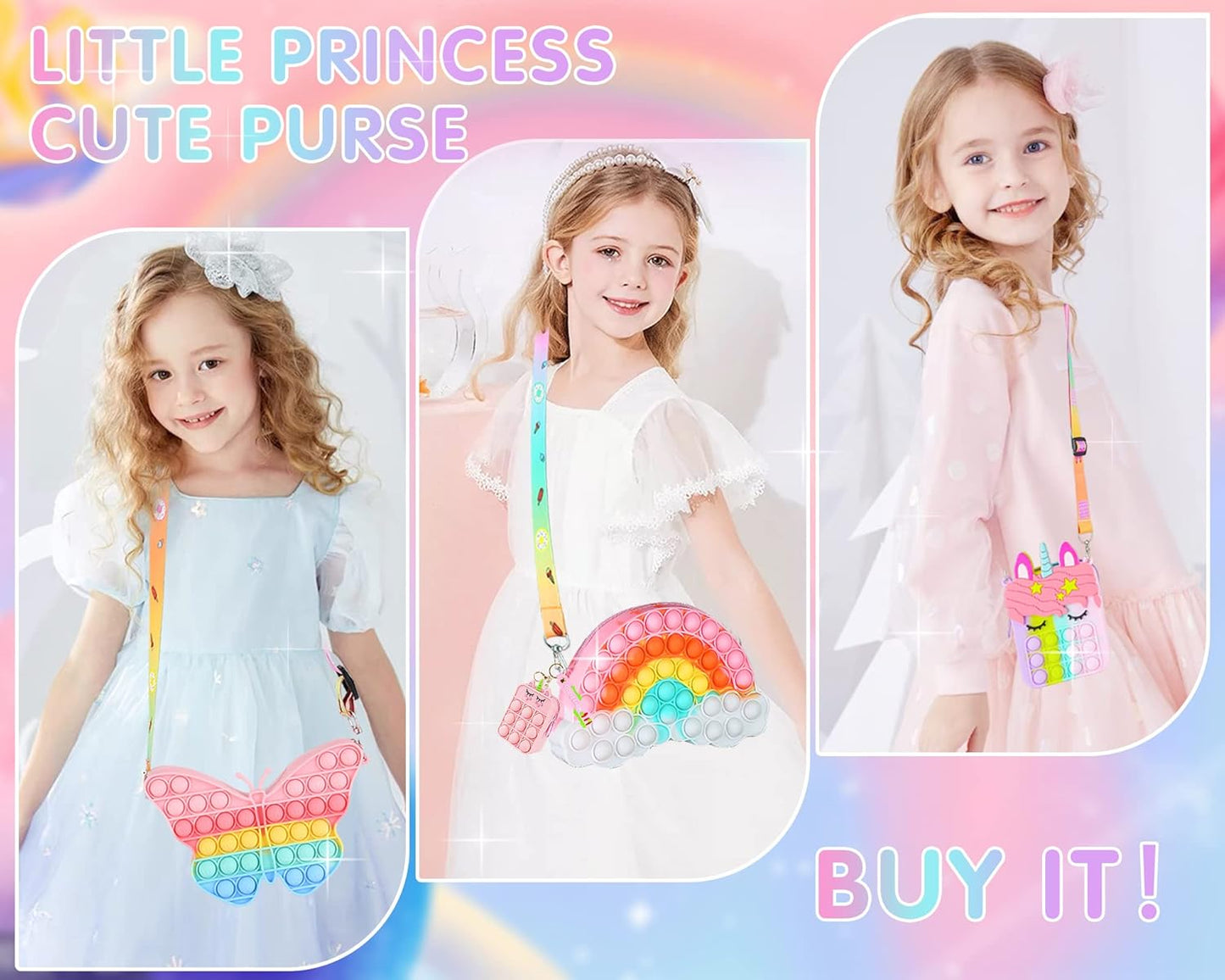 Aucma 2 Pack Purse for Girls Toys Wallet Animal Unicorn Crossbody Handbag Bag Kid 3 4 5 6 7 8 9 10 11 12 Years Old Birthday Valentines Gift 2022 Stocking Stuffers Christmas Stuff