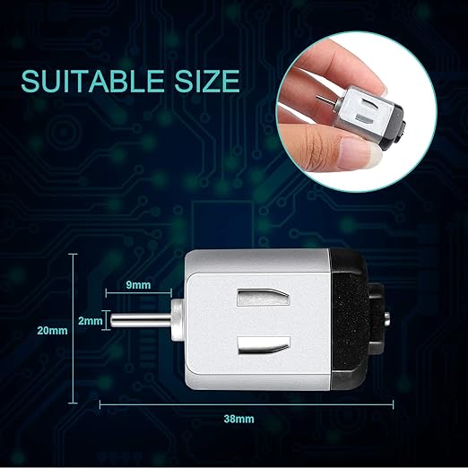 Mudder 20 Pieces Micro Electric Motor DC 1.5-3V 23000RPM Cars Toys Rectangular Small Electric Motor for DIY Toys Science Projects Metal Engine Motor Kit