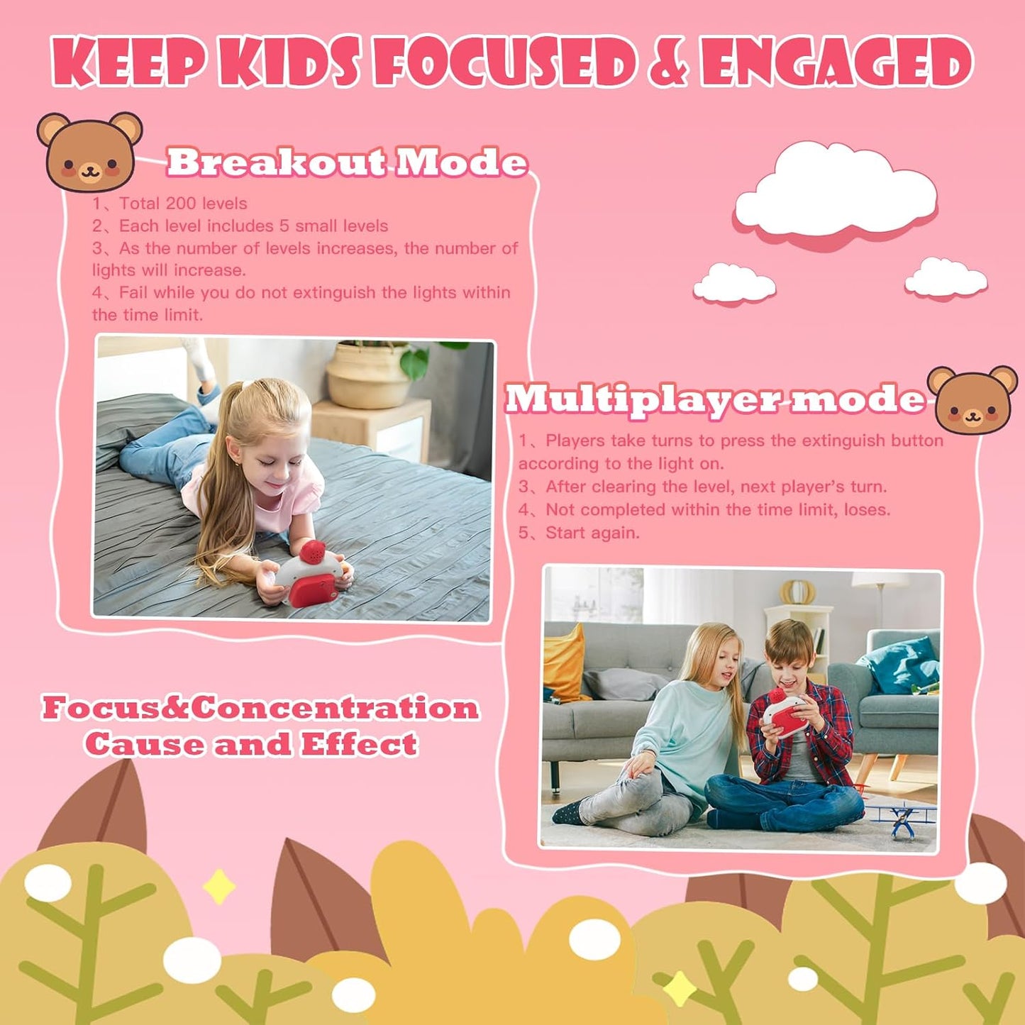 Fast Push Bubble Toys, Handheld Pop Fidget It Kids Games, Light up Puzzle Speed Push Game,Autism Sensory Toys,Pattern-Popping Game,Handheld Board Console Cool Pocket Game for 3+ Kids- RED