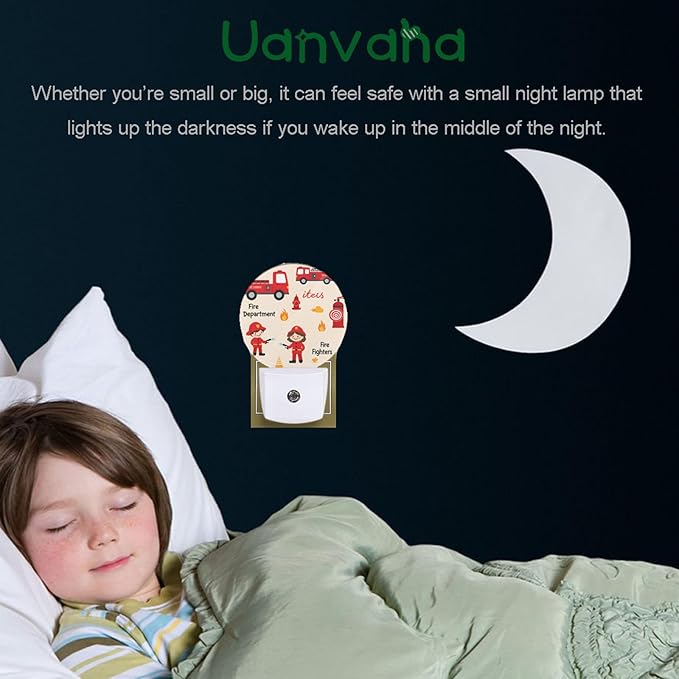 Fireman Night Light Firefighter Fire Alarm Fire Truck Safety Night Lights Plug into Wall 0.5W LED Lighting Auto on/Off for Hallway Stairway Kitchen Bedroom