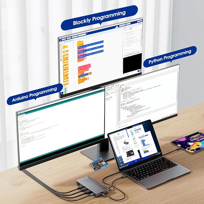 ACEBOTT Smart Robot Solar Energy Car Kit, 4WD Remote Control Car Compatible with Arduino IDE, Electronic Programming Project/STEM Education/Science Coding Kit for 12+ Teens Birthday Unique Gifts