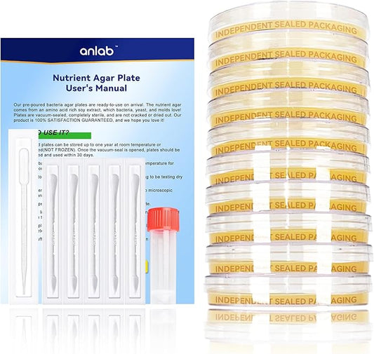 Nutrient Agar Petri Dishes Science Project Kit | Pre-Poured Agar Plates and Cotton Swabs for Science Experiments | Bacteria Science Kit - Sealed Separately (Items of 60)