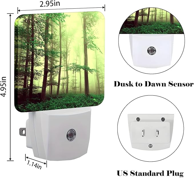 Misty Forest Night Light,Plug-in Nightlights Auto Sensor Night Lamp Dusk to Dawn Lamp Home Decor for Nursery Children Girls Boys