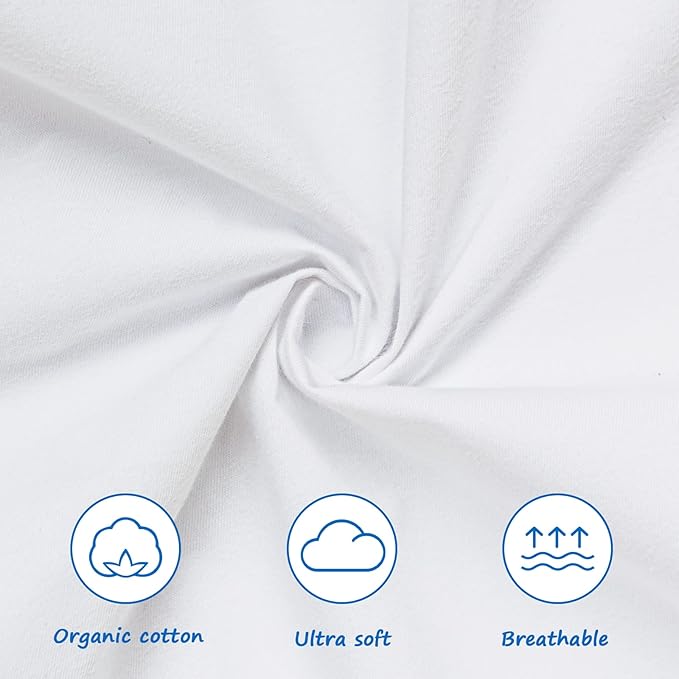 Fitted Crib Sheet 100% Cotton 52"x28"x8", 2 Pack Crib Mattress Sheet Set Fit for Standard Crib and Toddler Bed Mattress, Baby Crib Sheets Boys Girls, White