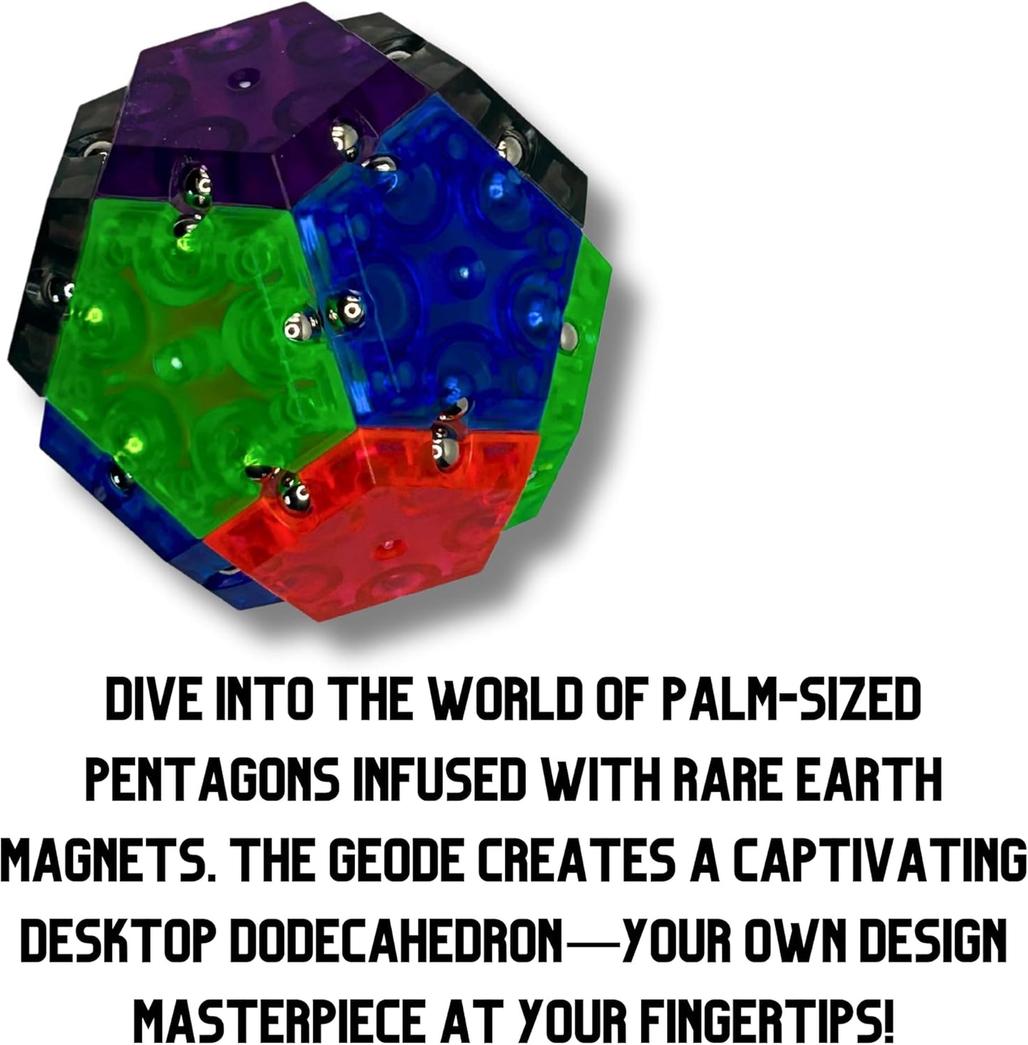 Four Brothers Magnetic Fidget Sphere 12-Piece Set: Pentagons Puzzle, Magnet Fidget Toys, Building Blocks, Stress Relief Desk Toys for Teens & Adults (Purple)