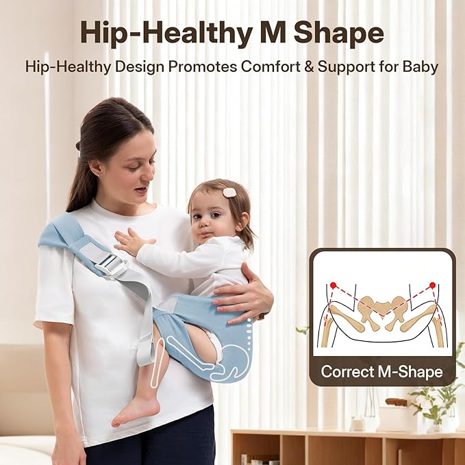 Toddler Carrier for 25-60 lbs,Comfortable&Lightweight Baby Sling Carrier,Adjustable with Left/Right Shoulder Straps,One Size Fits All,Ideal for Shopping and Travel-Blue