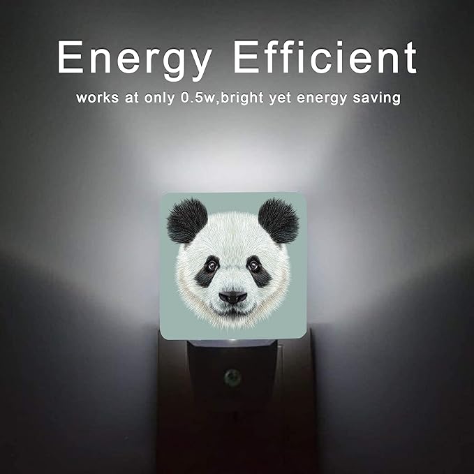 Panda Night Light,Cute Animal Asian Bear Night Lights Plug into Wall with Dusk to Dawn Light Sensors 0.5W Led Night-Lights for Stairway/Hallway/Bedroom St Patrick's Day Décor
