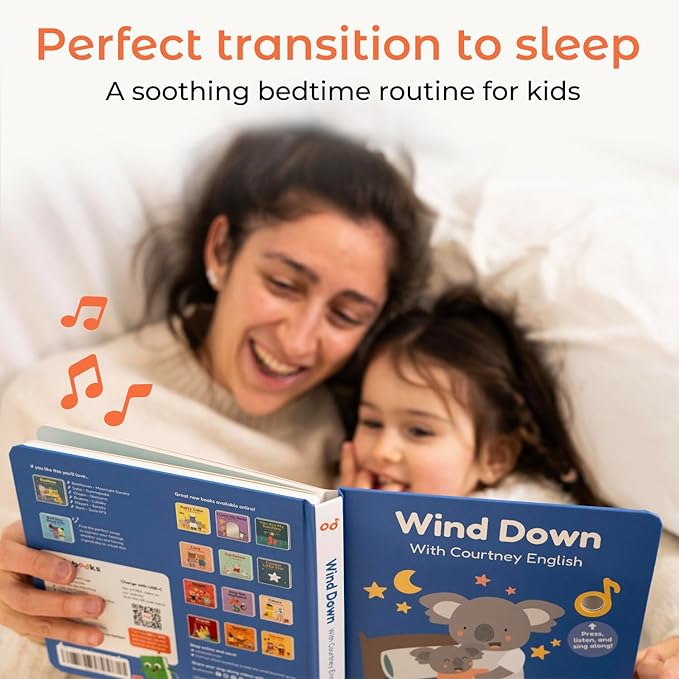 Cali’s Books Wind Down – USB-C Rechargeable Baby Book for Toddlers 1-3 | Expert-Designed Bedtime Musical Book with Gentle Activities and Affirmations for a Calming Nightly Routine