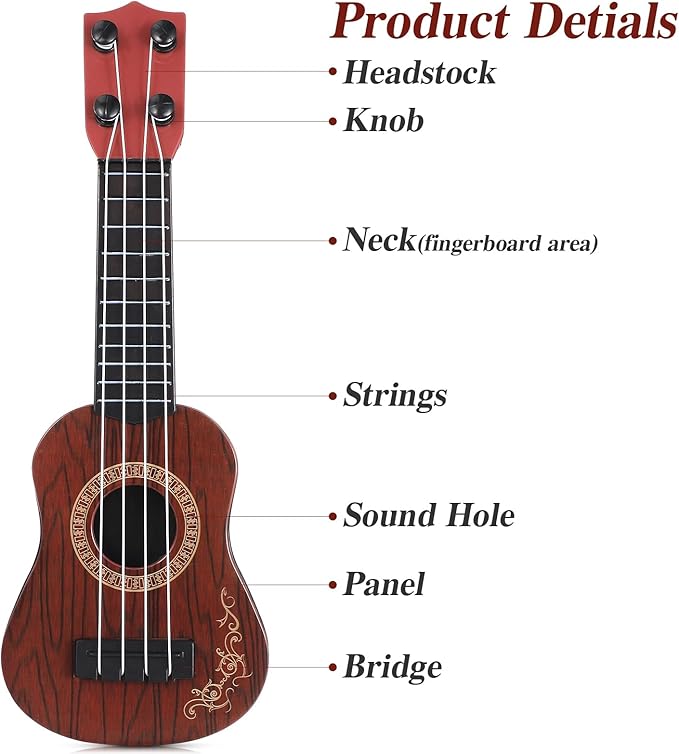 Kids Ukulele Toys 4 Strings Toddler Ukulele Kids Guitar Musical Instrument Early Education Toys for Toddler Beginners