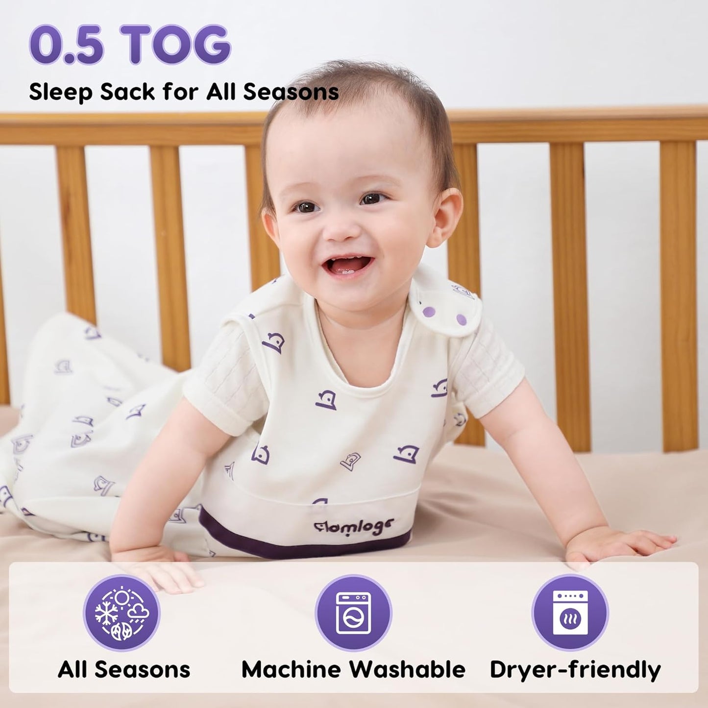 PuppyNap Organic Cotton Sleep Sack 2-Pack Set, 6-12 Months, Toddler Sleep Sack with 2-Way Zipper, Letter Land