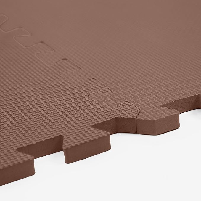 Flooring Inc's 1/2" Soft Non-Toxic Baby Play Mat, Toddler Playmat, Colorful Puzzle PlayMat, Floor Mats for Kids & Babies, EVA Foam Interlocking Tiles for Nursery & Playroom | Brown, 4 Tiles, 16 Sq/Ft
