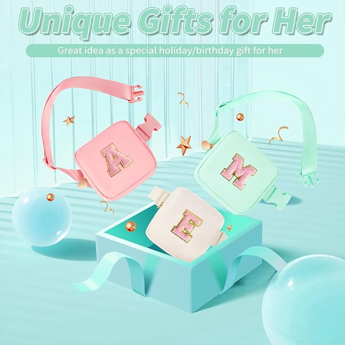 Mini Belt Bag Fanny Pack with Initials Letter Patch Small Crossbody Bags Cute Stuff Birthday Gifts for Teenager Girls Trendy Stuff for Teens - Light Green,A