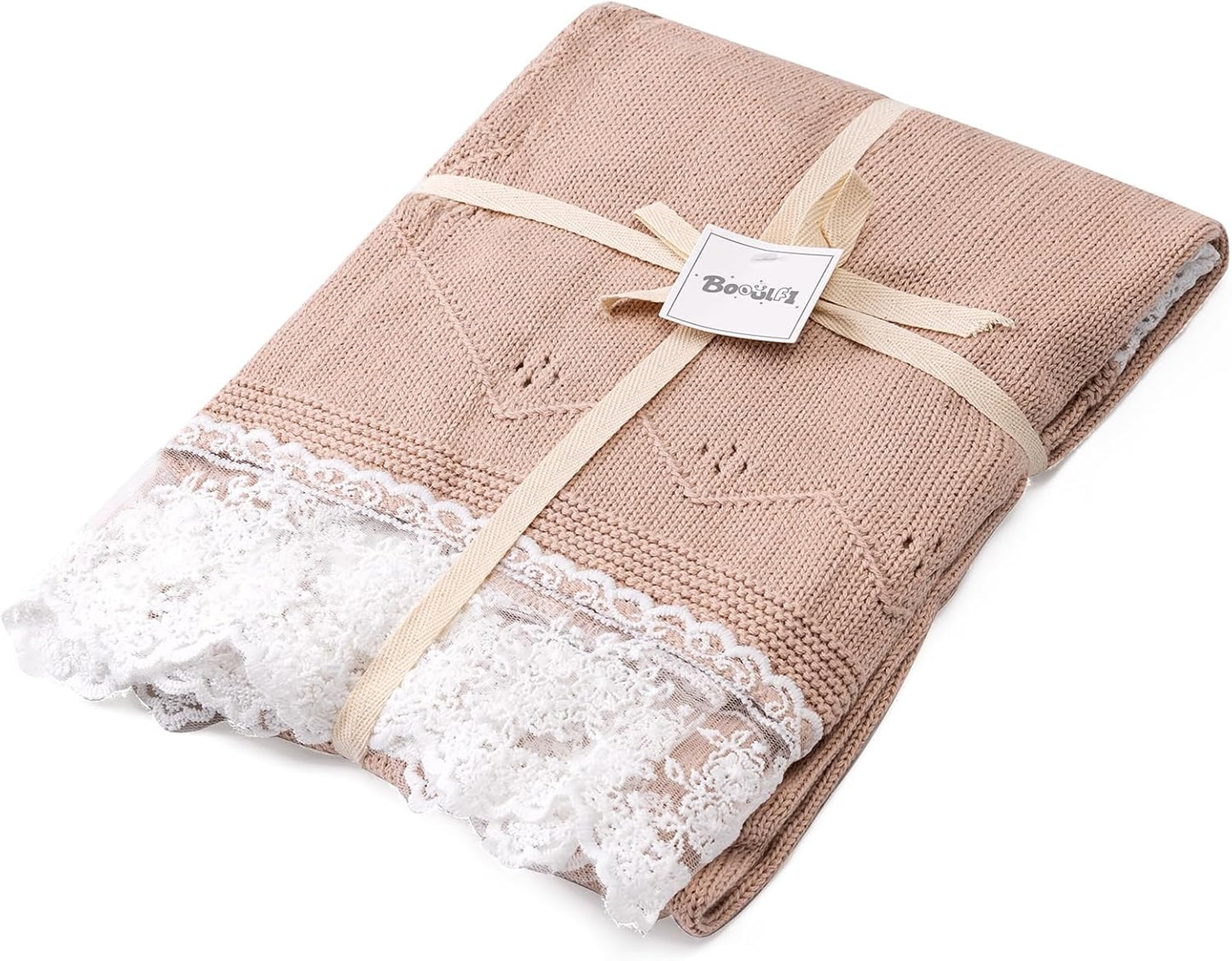 Booulfi Baby Blanket for Girl Toddler Newborn Swaddle Receiving Knit Cotton Blanket Throw Blanket Soft Crochet Preemie Small Crib Gender Neutral Infant Baby Boy Blankets