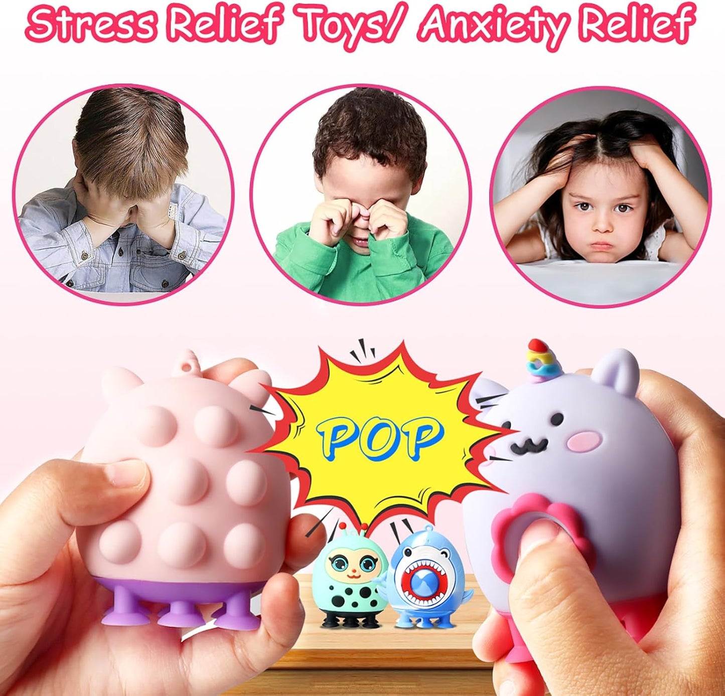 Pop Party Favors for Kids,3D Pop Animals Its Fidget Toys,Silicone Animal Suction Toys,Birthday Gifts for Boys & Girls,Goodie Bag Stuffers,Pinata Stuffers,Carnival Prizes,Treasure Chest for Kids Prizes