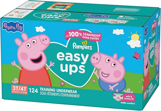 Pampers Training Pants - Easy Ups Girls & Boys - Size 3T-4T, 124 Count, Peppa Pig Potty Underwear (Packaging May Vary)