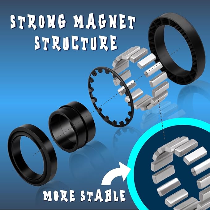 Cevioce 6 PCS Magnetic Ring Fidget Toys Set,ADHD Anxiety Magnetic Finger Spinner Pack for Teens Adults and Kids,Coolest Magnet Stress Relief Toy Birthdays Gifts for 8+ Year Old Boys Girls Present