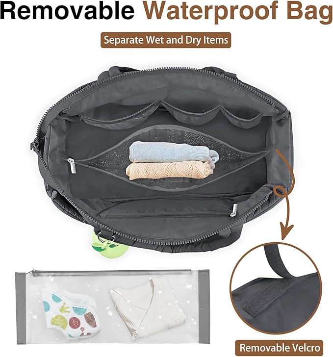 Diaper Bag Tote, Baby Diaper Tote Bags Crossbody Hospital Bag Travel Large Mommy Bag, with Silicone Pacifier Case