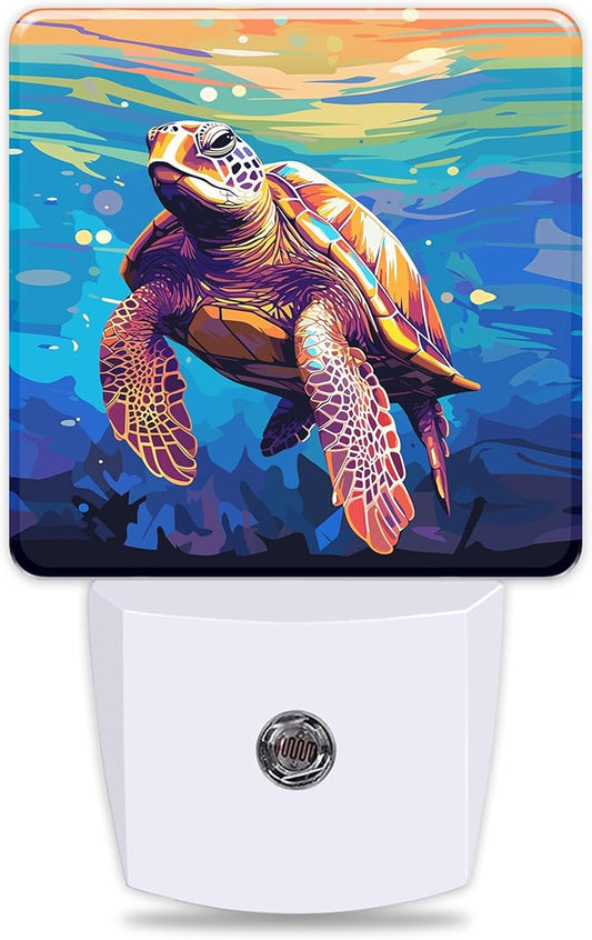 Sea Turtles Night Lights Plug into Wall for Girls Boys Room, Night Lights LED Lamp with Dusk to Dawn Sensor Nightlight for Bedroom Kitchen Bathroom Hallway Home Wall Decor